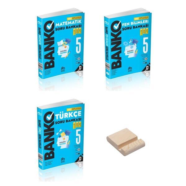 5. Sınıf Banko Matematik Fen Bilimleri ve Türkçe Soru Bankası 3lü Set + Telefon Standı - Model Eğitim Yayınları - Image 1
