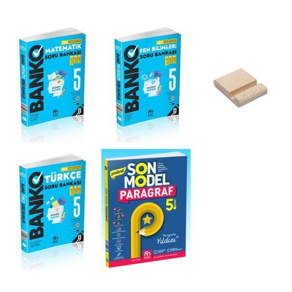 5. Sınıf Banko Matematik Fen Türkçe ve Paragraf Soru Bankası 4lü Set + Telefon Standı - Model Eğitim Yayınları - Image 1