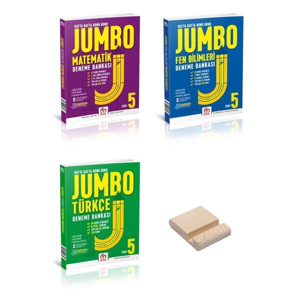 5. Sınıf Jumbo Matematik Fen Bilimleri ve Türkçe Deneme Bankası 3lü Set  + Telefon Standı - Model Eğitim Yayınları - Image 1