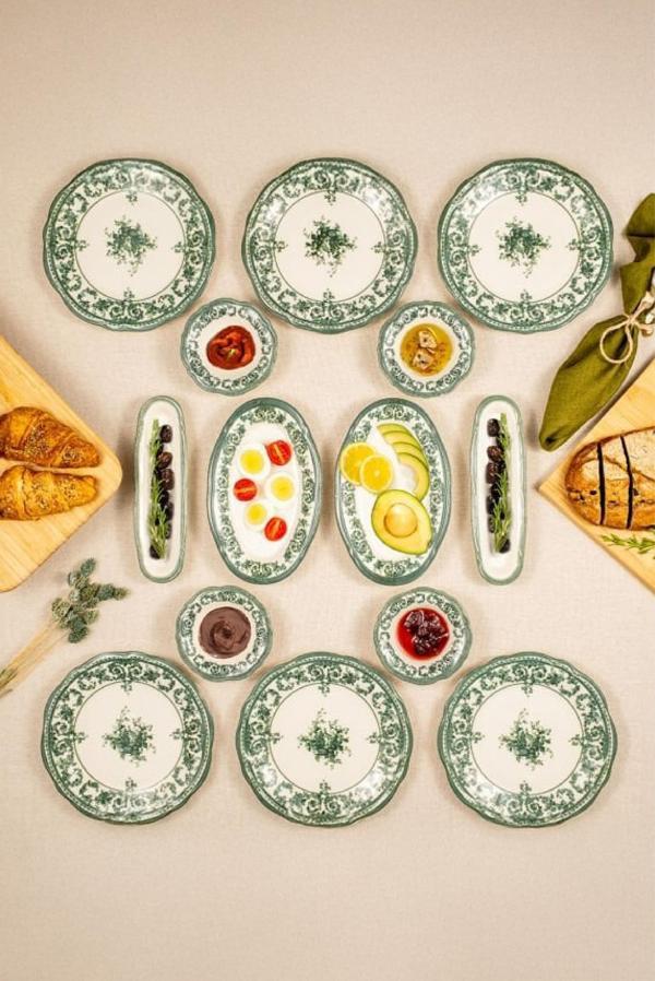 Fecra Majestic Green 14 Parça Kahvaltı Takımı - Image 1