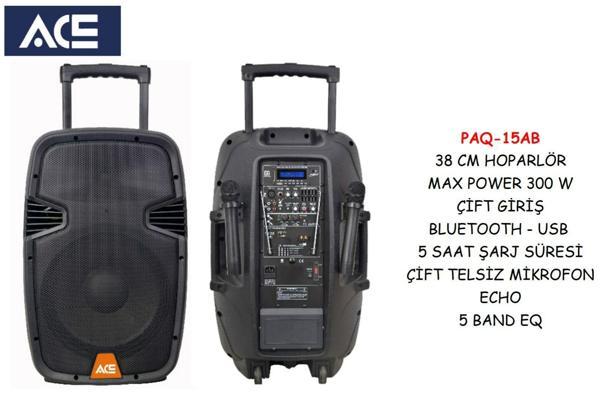 Ace Audıo PAQ-15AB 300 Watt Taşınabilir Şarjlı Amfi - Image 1