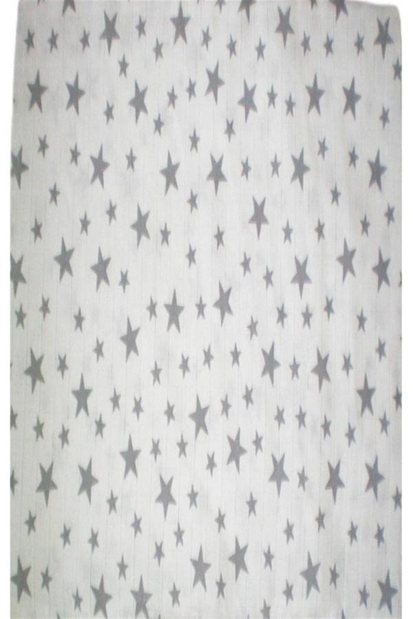 More Home Müslin Bebek Yastık Kılıfı 35x45 % 100 Pamuklu Gri Yıldızlı - Image 1