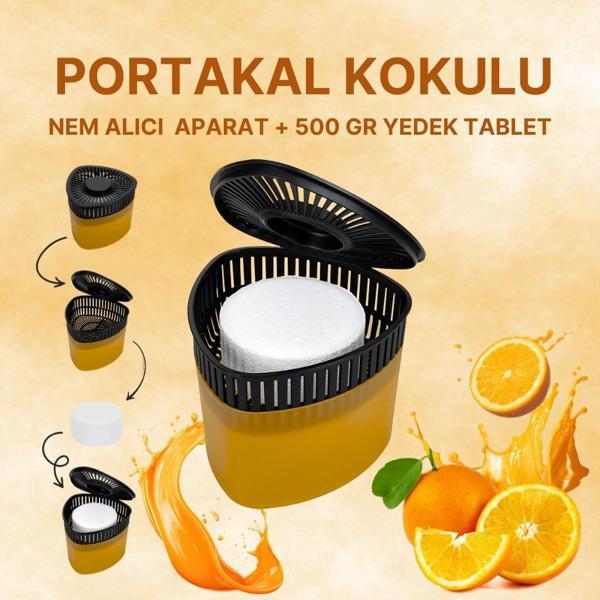 3 Adet 500 gr Nem Alıcılı Ve Rutubet Giderici Aparat Üçgen Portakal (TABLET DAHİL) - Image 1