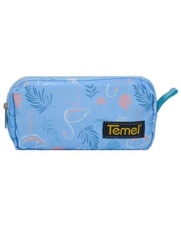 Temel Flamingo Desenli Turkuaz Tek Gözlü Kalem Çantası - Image 1
