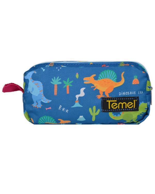 Temel Dinozor Desenli Lacivert Tek Gözlü Kalem Çantası - Image 1
