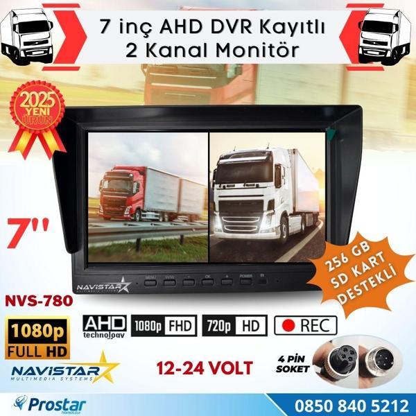 Kayıtlı 7 inç ikiye Bölen 2 Kanal Split AHD 1080P/720P destekli 4 Pin 256 GB SD Destekli Monitör - Image 1