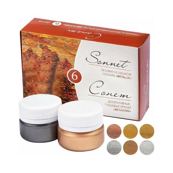 Supertrend Sonnet Metalik Guaj Yaldız Boya Seti 6 Renk x 20 ml. - Image 1