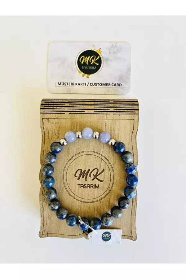 GERÇEK LAPİS LAZULİ - MOR KUVARS TAŞI BİLEKLİK | ÖZEL KUTUSUNDA | MÜŞTERİ KARTLI MK.011.002 - Image 1