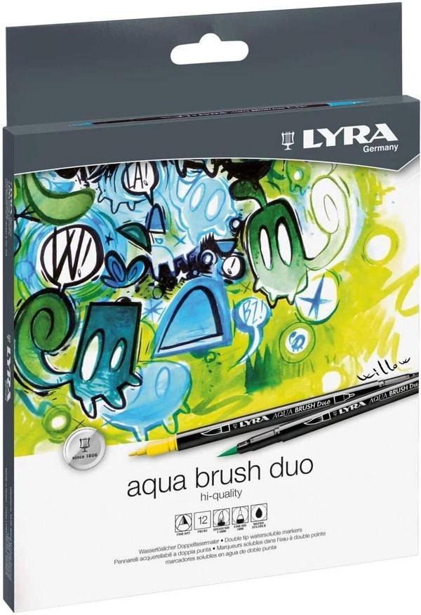 Supertrend Aqua Brush Duo Çift Taraflı Fırça Uçlu Çizim Kalemi Seti 12 Renk - Image 1
