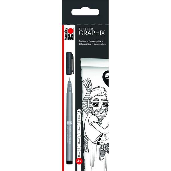 Supertrend Graphix Fineliner Çizim Kalemi Seti 4'lü Siyah (0.2-0.4-0.8-Brush) - Image 1