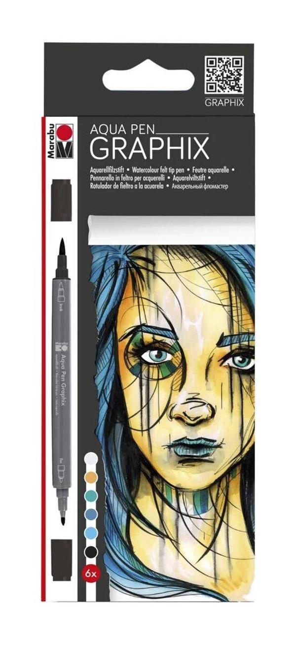Supertrend Graphix Aqua Pen Çift Uçlu Grafik Çizim Manga Marker Kalemi Seti 6 Renk Metropolitan - Image 1