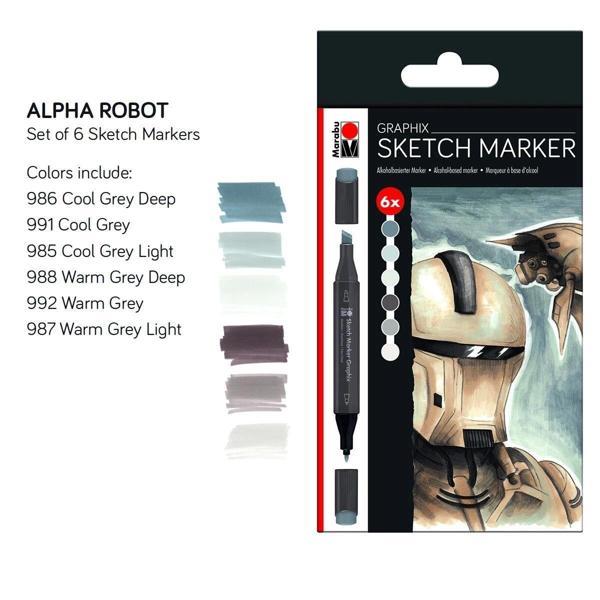 Supertrend Graphix Sketch Marker Seti 6 Renk Alpha Robot - Image 1
