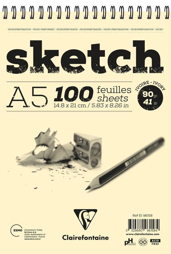 Supertrend Ivory Sketch Eskiz Çizim Defteri Üstten Spiralli 90 gr. A5 100 yp. - Image 1