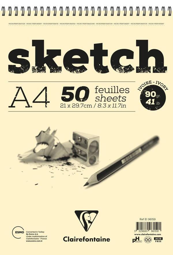 Supertrend Ivory Sketch Eskiz Çizim Defteri Üstten Spiralli 90 gr. A4 50 yp. - Image 1