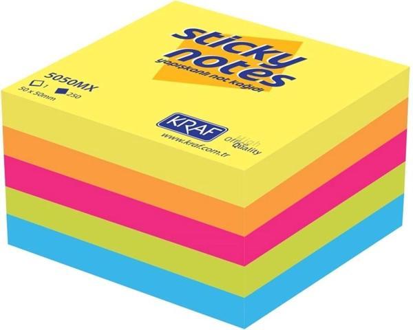 Supertrend Yapışkanlı Not Kağıdı Küp Blok 50x50 mm. 250 Yaprak CANLI RENKLER - Image 1