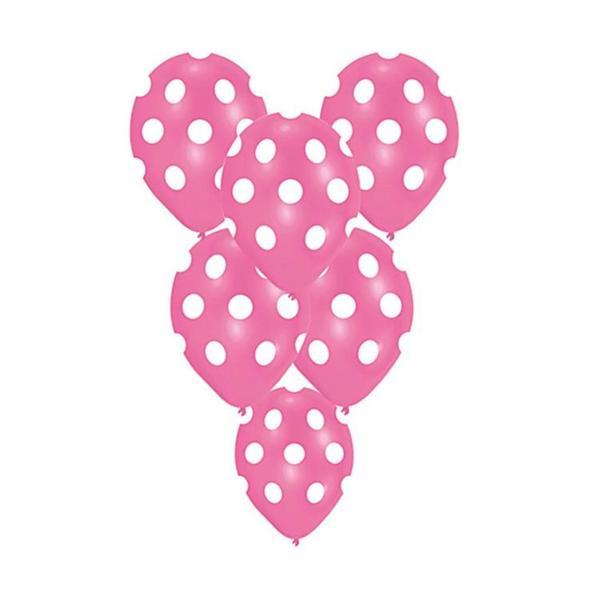 Balonevi Balon Çepeçevre Puantiye Baskılı Pembe 12 Inc (8 Li Paket) BMB1112TPT8136 - Image 1