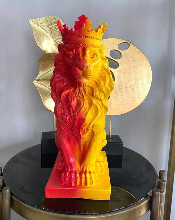 Dekoratif Glatasaray Temalı Aslan Biblo Sarı Kırmızı Figür Aslan - Image 1