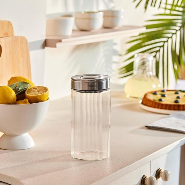 Karaca Ripple Inox Cam Saklama Kabı 1000 ml - Image 1