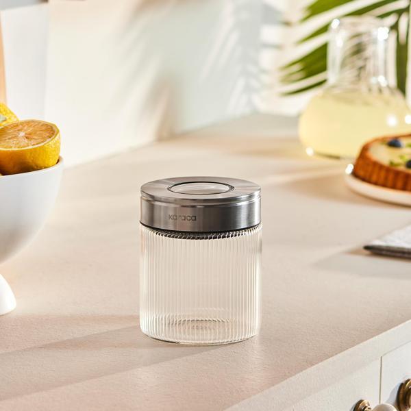Karaca Ripple Inox Cam Saklama Kabı 450 ml - Image 1