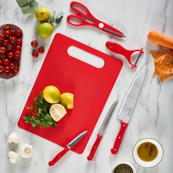 Karaca Sharp 4 in 1 6 Parça Kesme Tahtalı Bıçak Seti Kırmızı - Image 1