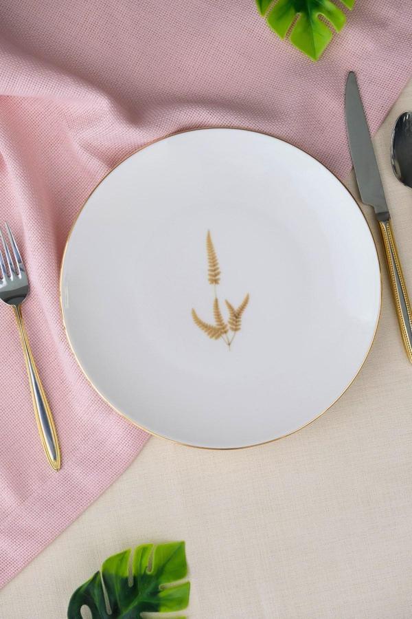 Tabak Evi Porselen Natura Marinum Altın Yaldız Pasta Tabağı 20,50cm Tekli - Image 1