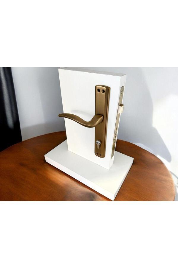 Trim Mat Antik Sarı Aynalı Yale Çelik Kapı Kolu Sol Elle Açılır Tek Taraf (Kilit Hariçtir) - Image 1