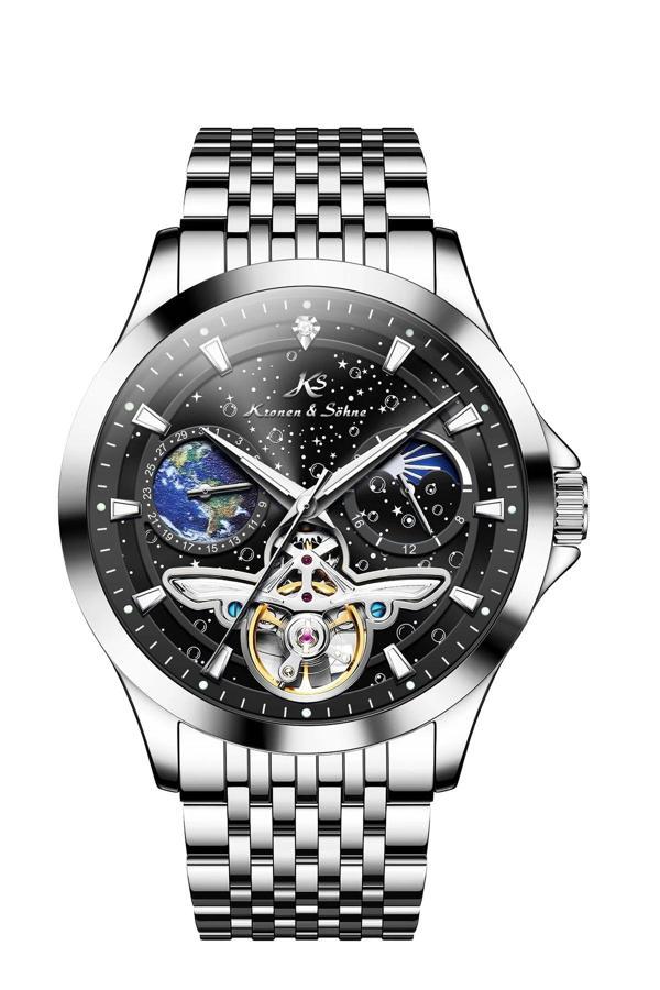 Kronen&Söhne Ks7009 Day Night Tourbillon Mekanik Otomatik Erkek Çelik Kol Saati - Image 1