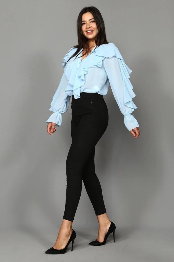 Mooishan Kadın  Siyah Yüksel Bel Skinny Jean - Image 1