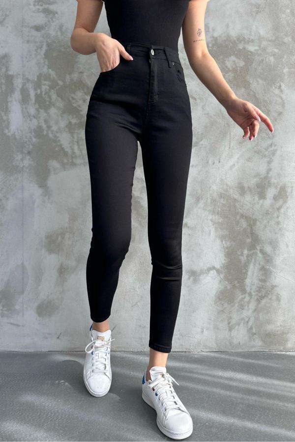 Mooishan Jns Kadın Siyah Skinny Dar Paça Jeans Kot Pantolon - Image 1