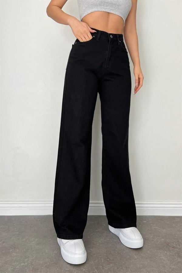 Kleshus Ganikus Siyah Palazzo Salaş Kadın Jeans Likralı - Image 1