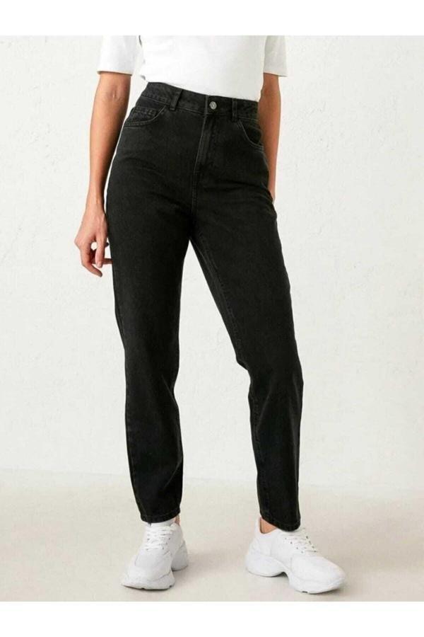 Kleshus Ganikus Stager Siyah Yüksek Bel Likralı Mom Jeans - Image 1
