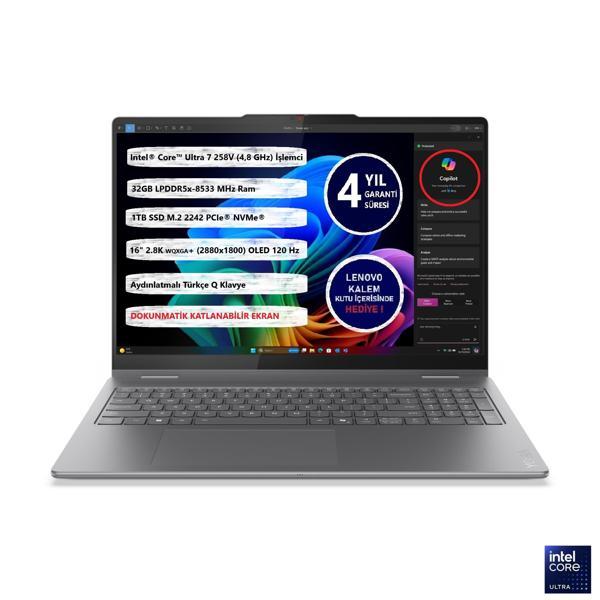 LENOVO YOGA 7 2-in-1 16ILL10 Intel® Core™ Ultra 7 258V 32GB RAM 1TB SSD 16" TOUCH FREEDOS 83JT0018TR Taşınabilir Bilgisayar - Image 1