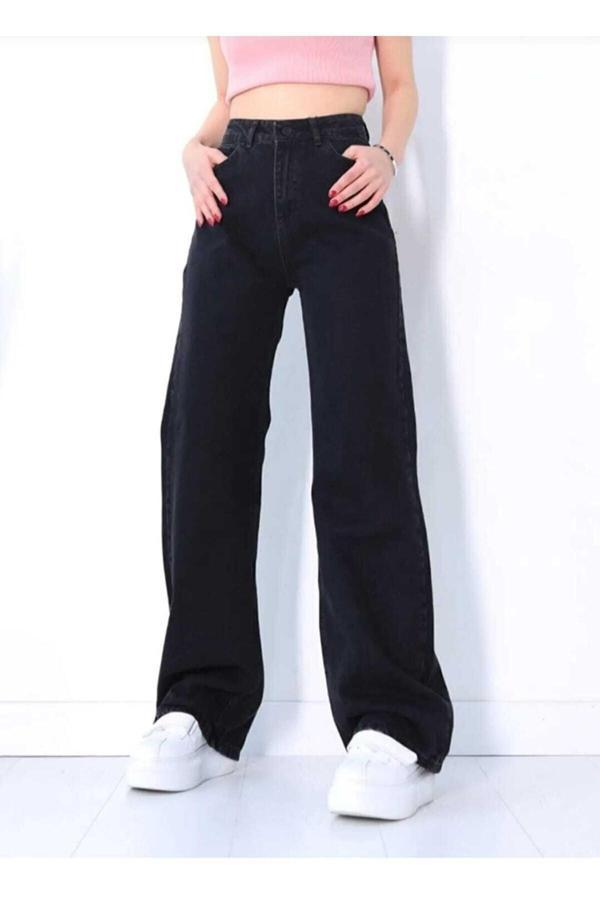 Mooishan Siyah Boyfriend Salaş Jeans - Image 1