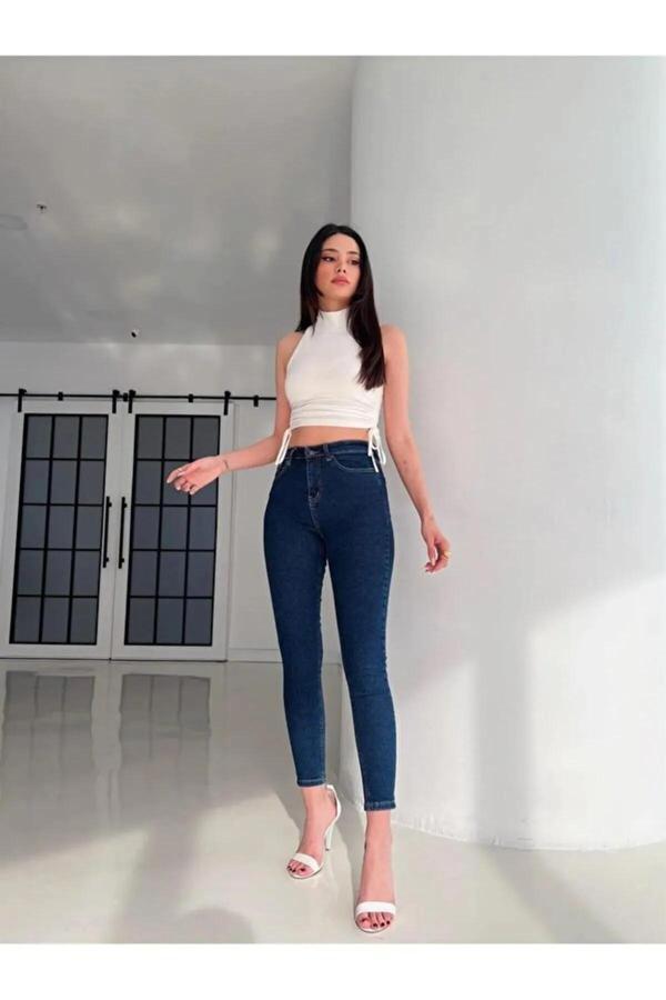 Kleshus Ganikus Kadın Süper Skinny Fit Esnek Likralı Lacivert - Image 1