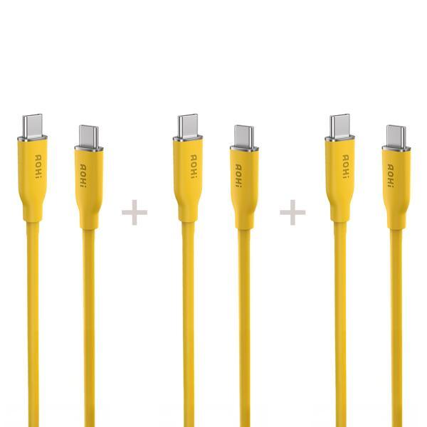 Aohi Silky Type-C to Type-C 1m PD 3.1 480Mbps 140W Süper Hızlı Şarj/Data Kablosu Seti 3'lü - Image 1