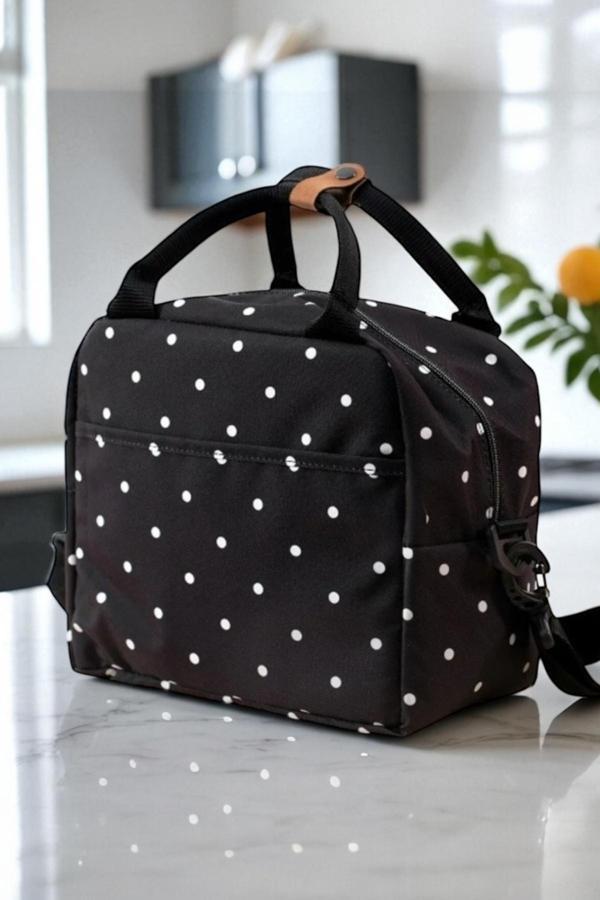 Uretti - Petek 7523 4670 Puantiye Desenli Termal Yemek Taşıma Çantası / 26 cm x 22 cm - 4.5 Litre - Image 1