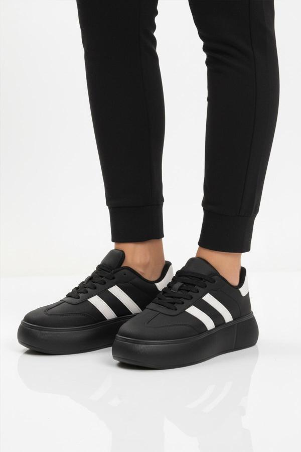 Siyah Yüksek Taban Bağcıklı Unisex Sneaker DVS-01 Z - Image 1