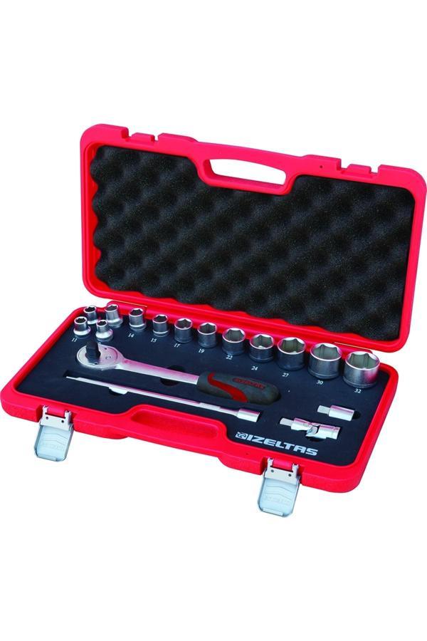 İzeltaş 1113002017 1/2" Altı Köşe Lokma Anahtar Takımı 17 Parça ( U Kolsuz) - Image 1