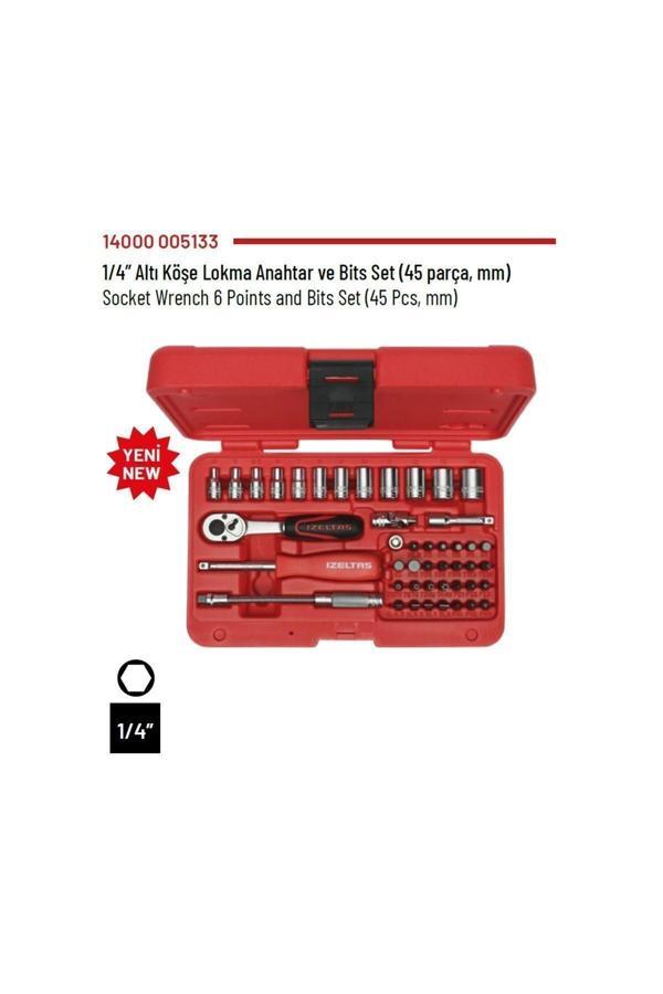 İzeltaş Izeltaş 1/4” Altı Köşe Lokma Anahtar ve Bits Set (45 parça, mm) - 14000 005133 - Image 1