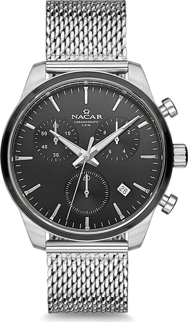 Nacar NC34-290316-ABBM Gri Hasır Band Erkek Kol Saati - Image 1