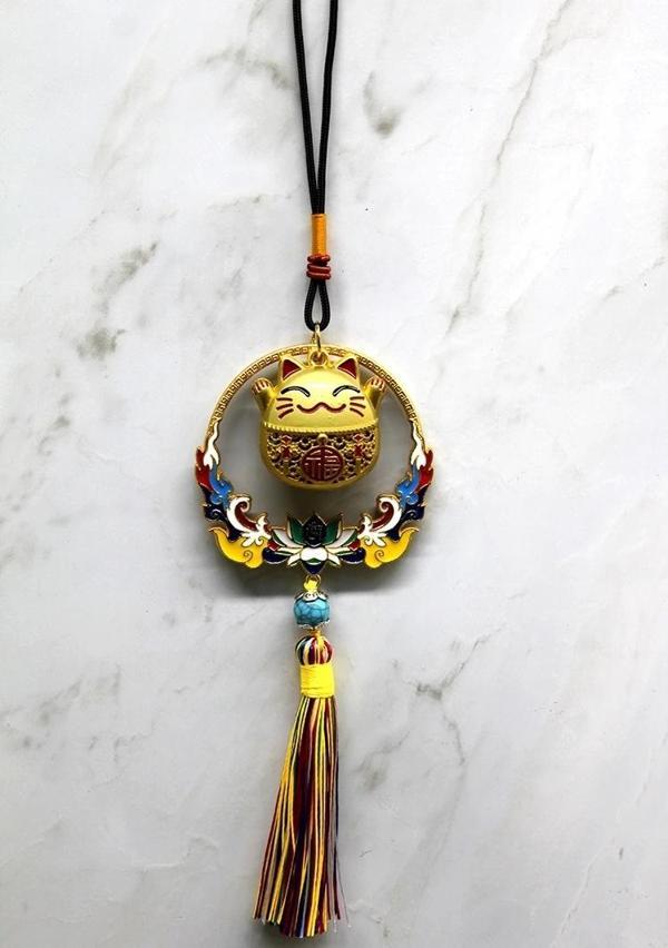 Renkli Püsküllü Şans Kedisi Feng Shui Askılık Alk4452 - Image 1