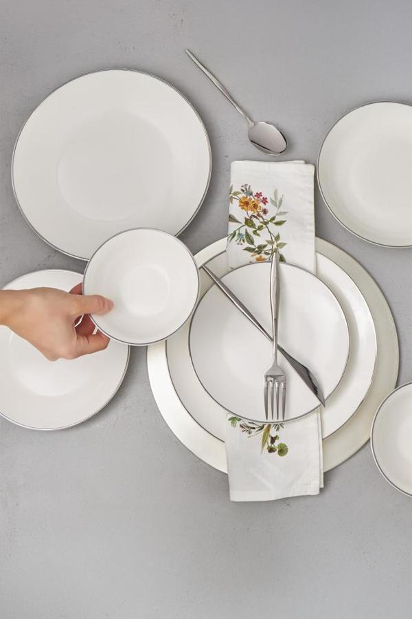 Bambum Naz - 24 Parça Yemek Takımı Beyaz Platin - Image 1