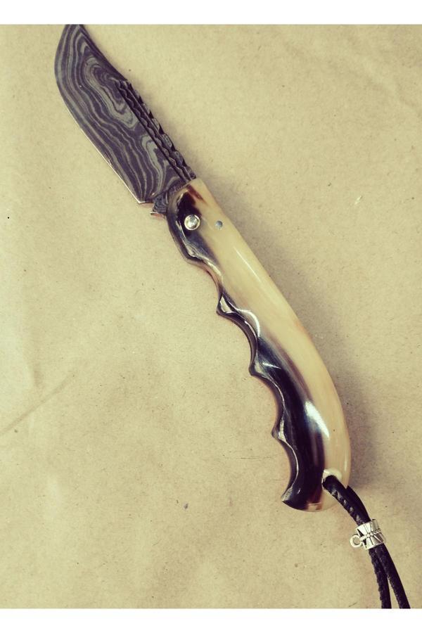 Efsoon Organics El Yapımı Premium Vip Özel Üretim Damascus Şam Çelik Ve Boynuz (Kemik) Kabzeli 16 Cm - Image 1