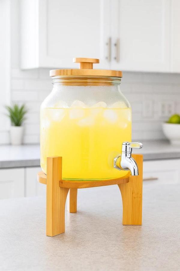 Bambum Fuente - Ahşap Kapak ve Bambu Standlı Cam Sebil 1.5L - Image 1