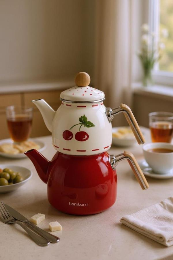 Bambum Unique - Bambu Kulplu Çaydanlık Takımı Cherry - Image 1
