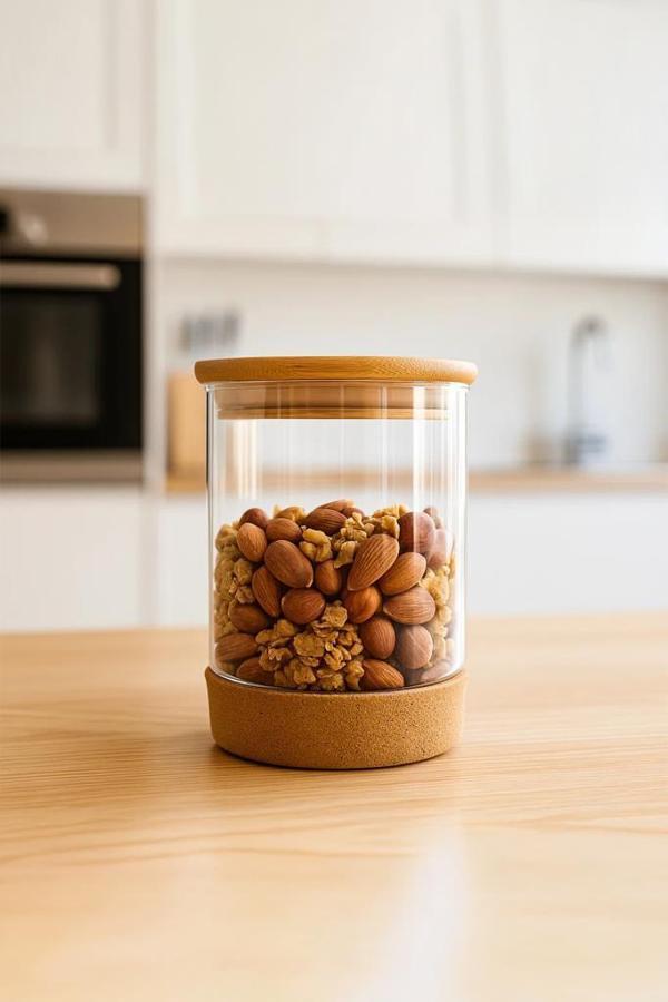 Bambum Corki - Mantar Altlıklı Cam Saklama Kabı 900ml - Image 1