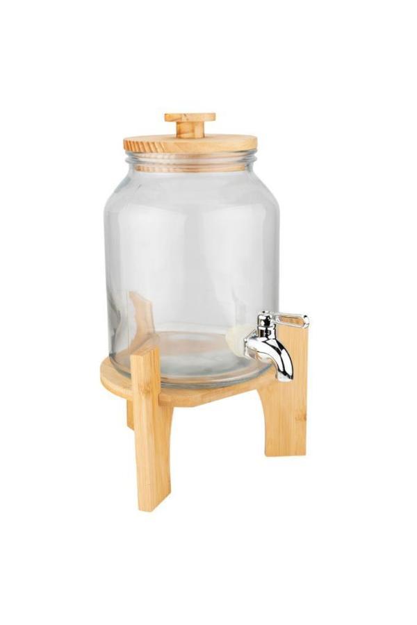 Bambum Fuente - Bambu Kapak ve Standlı Cam Sebil 3L - Image 1