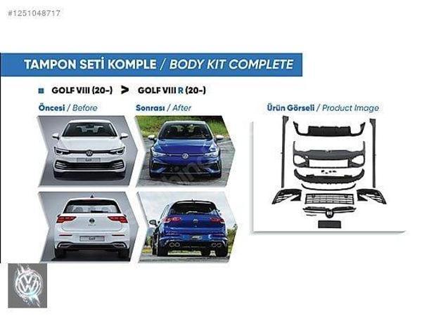 Volkswagen Golf 8 R 2020 Sonrası Tampon Seti (Ön-Arka-Yan, Komple) - Image 1