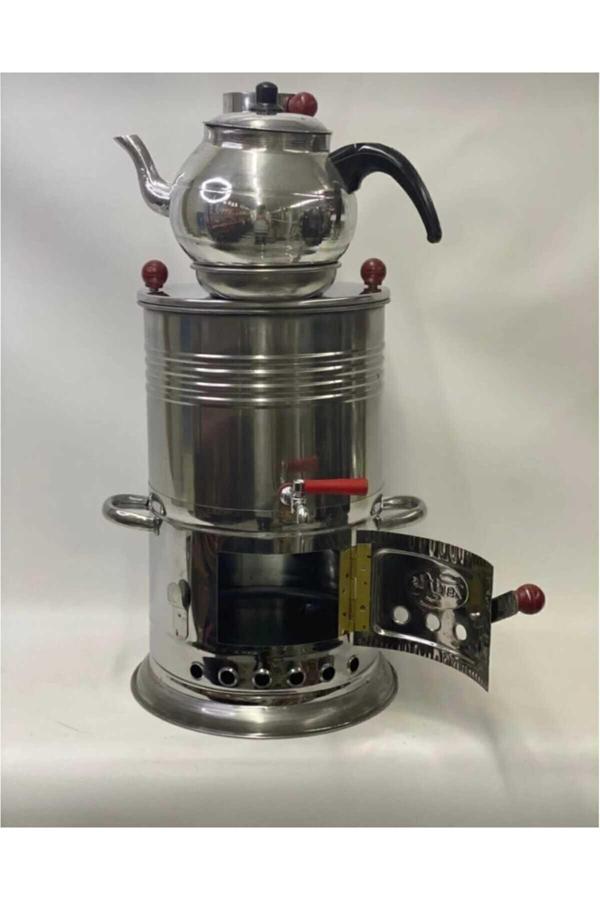 Kizilelmada Alüminyum Alaşımlı Paslanmaz Çelik Semaver 5 Litre + 1 Litre Demlik – Kaliteli Ve Estetik - Image 1