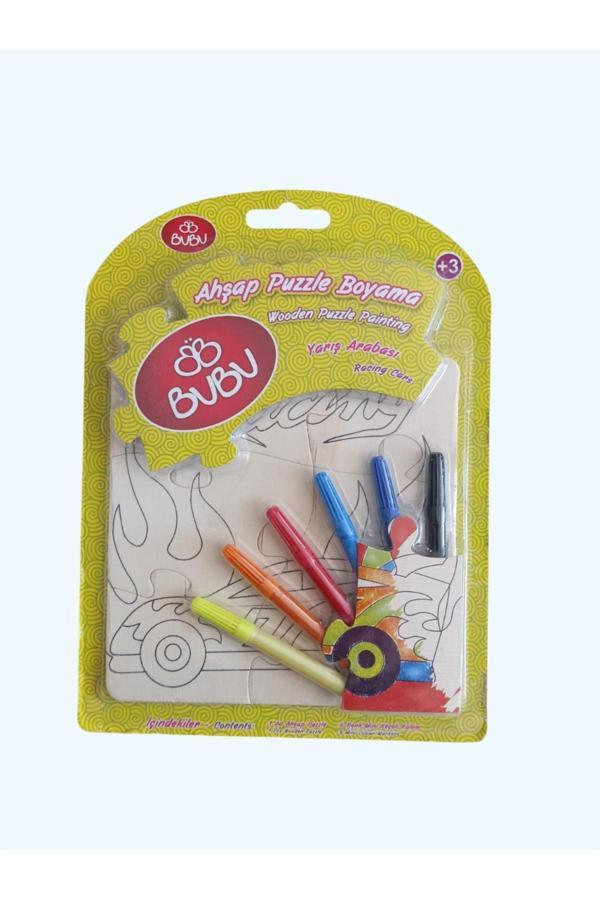 Bubu Bubu Ahşap Puzzle Boyama Seti – Doğal Malzeme, Renkli Eğlence - Image 1
